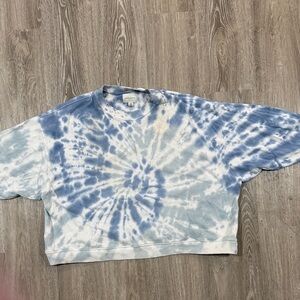 American Eagle Blue and White Tie-Dye Top